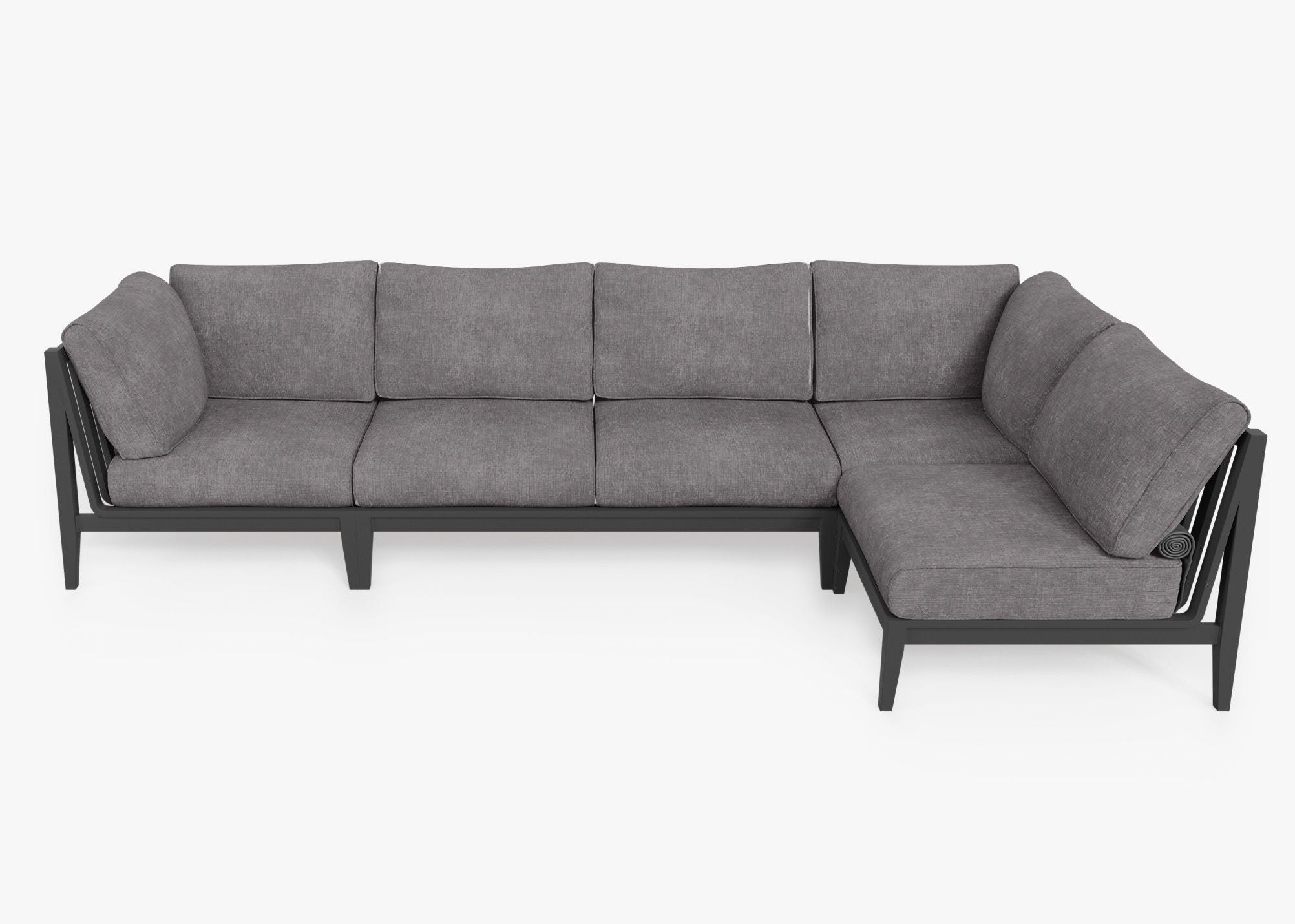 Canapé d'extérieur sectionnel en aluminium anthracite - 5 places