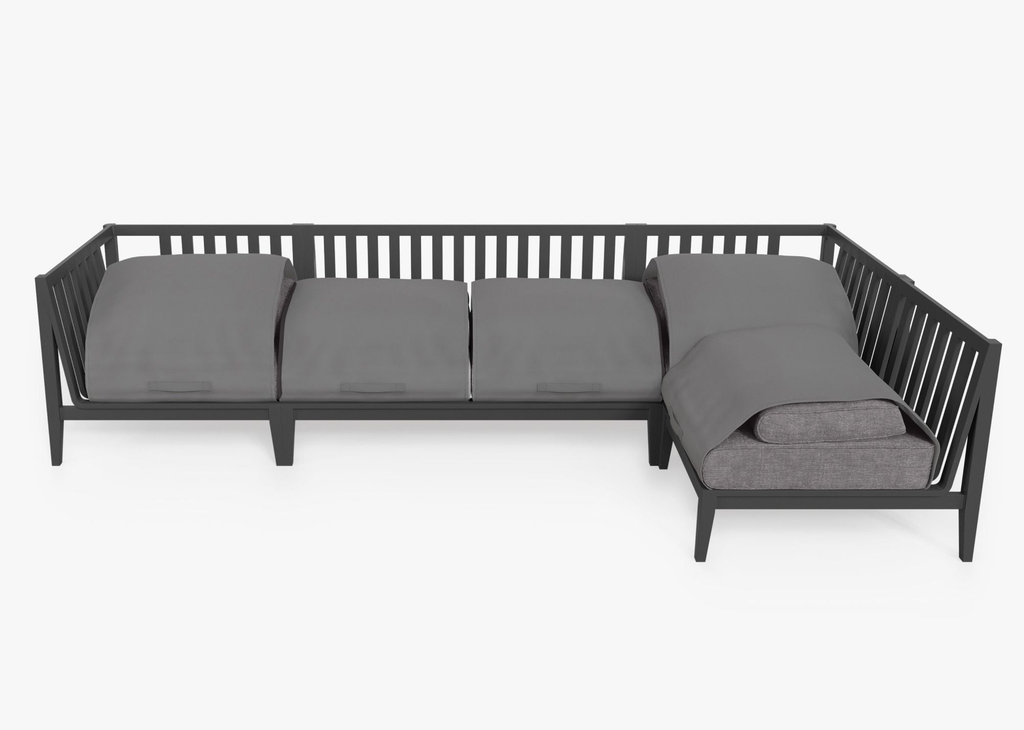Canapé d'extérieur sectionnel en aluminium anthracite - 5 places