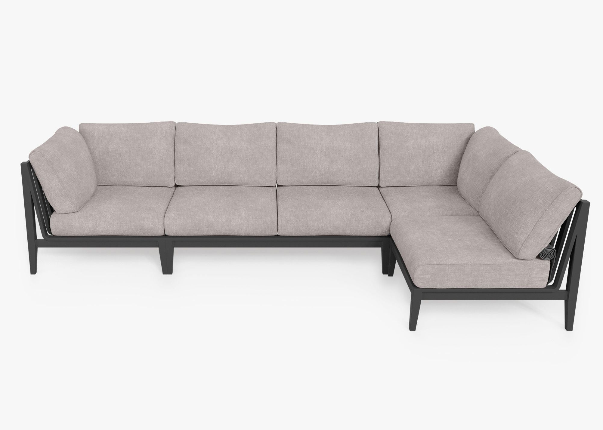 Canapé d'extérieur sectionnel en aluminium anthracite - 5 places