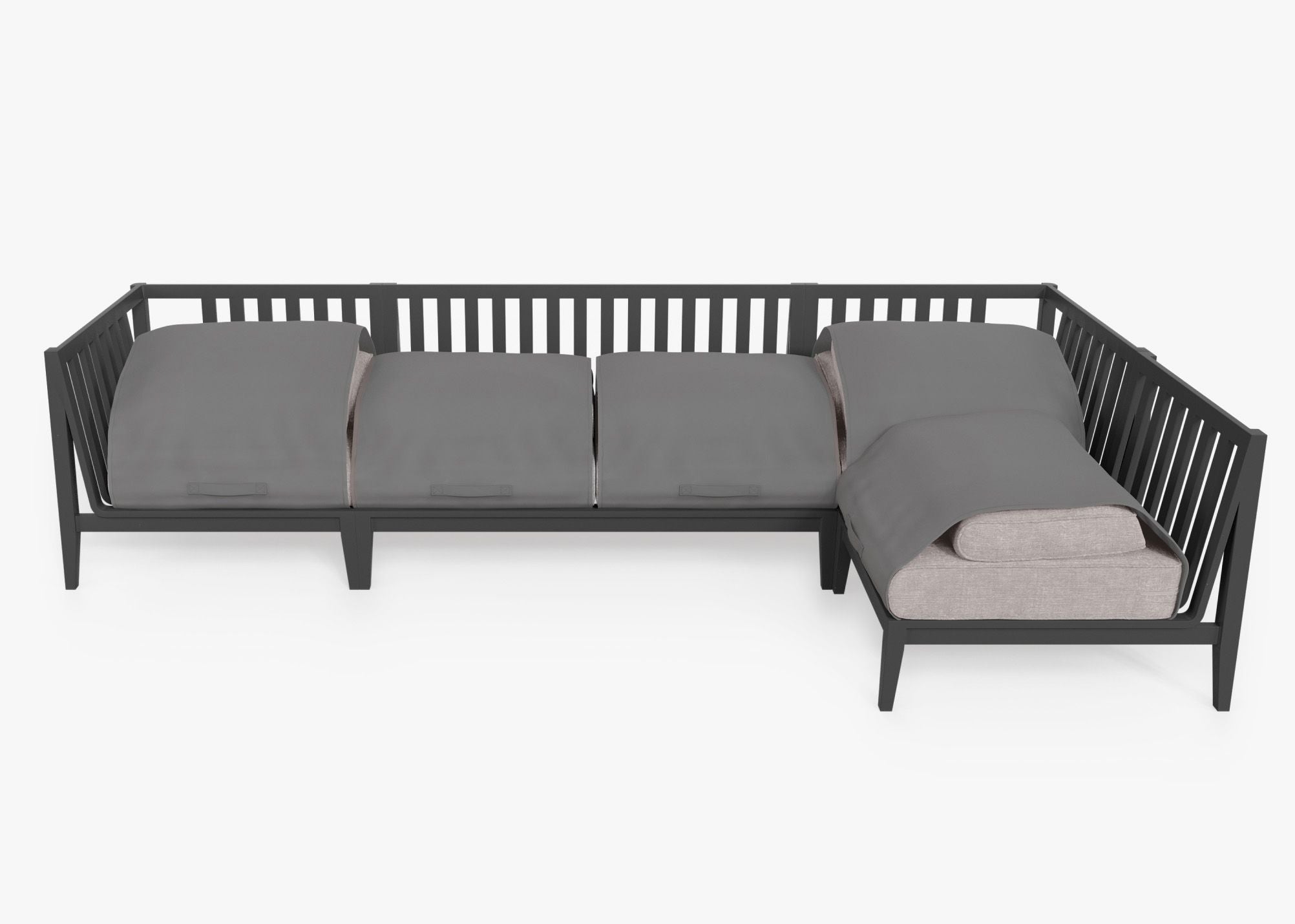 Canapé d'extérieur sectionnel en aluminium anthracite - 5 places