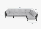 Canapé d'extérieur sectionnel en aluminium anthracite - 5 places