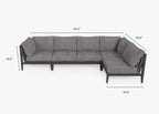 Canapé d'extérieur sectionnel en aluminium anthracite - 5 places