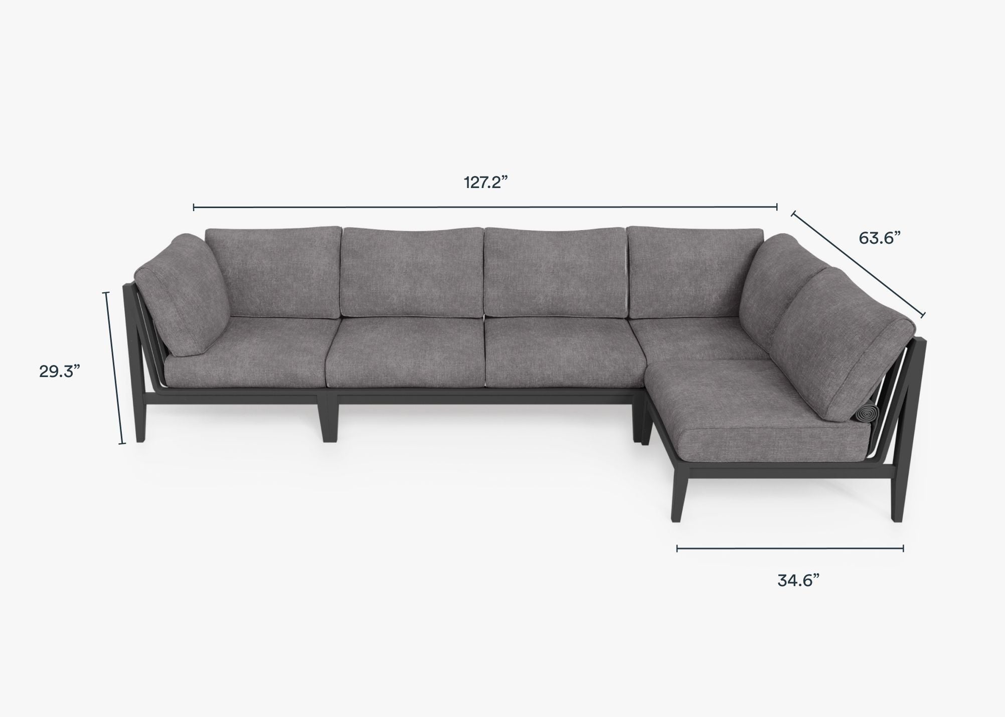 Canapé d'extérieur sectionnel en aluminium anthracite - 5 places