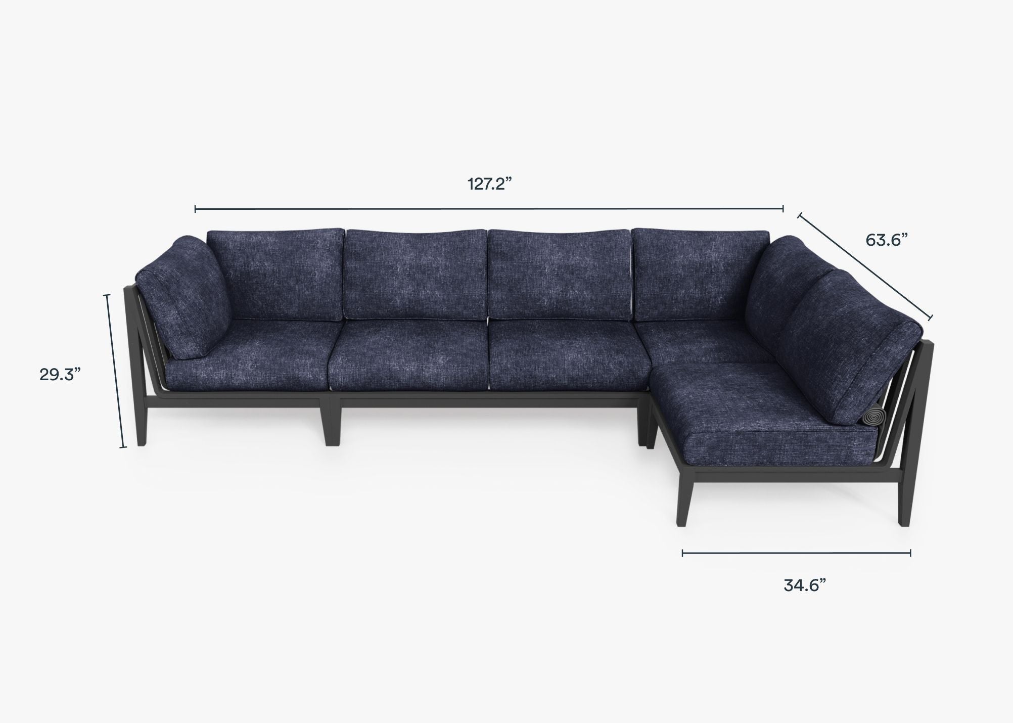 Canapé d'extérieur sectionnel en aluminium anthracite - 5 places