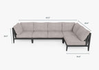 Canapé d'extérieur sectionnel en aluminium anthracite - 5 places