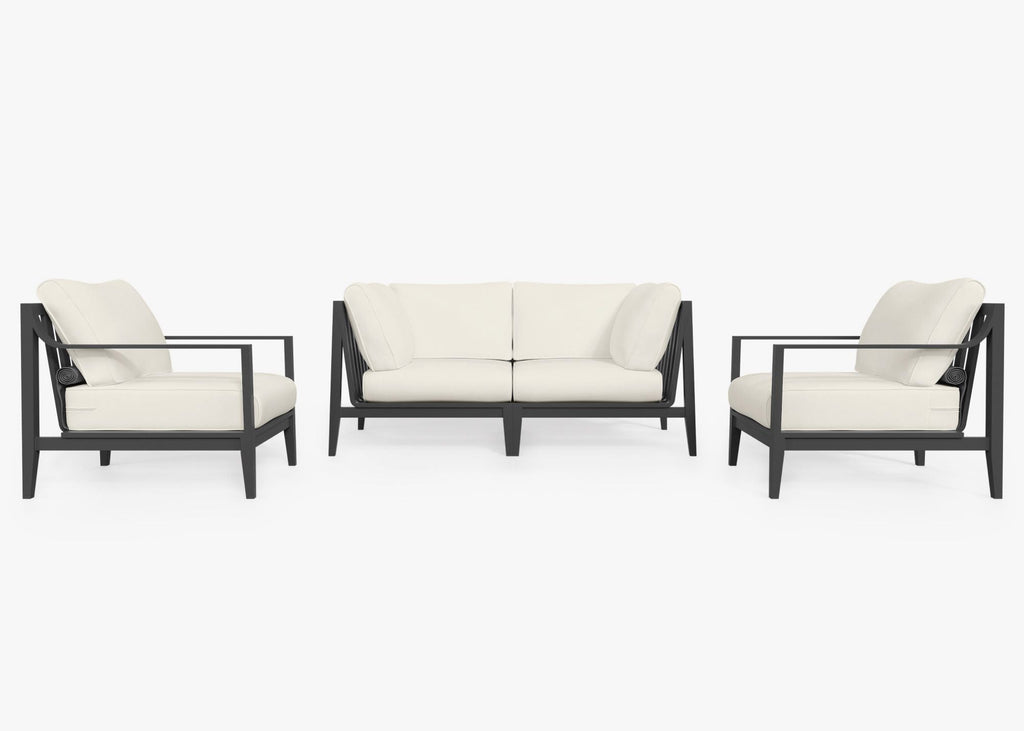 Canapé d'extérieur en aluminium anthracite avec fauteuils - 4 places