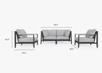 Canapé d'extérieur en aluminium anthracite avec fauteuils - 4 places