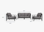 Canapé d'extérieur en aluminium anthracite avec fauteuils - 4 places