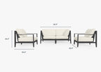 Canapé d'extérieur en aluminium anthracite avec fauteuils - 4 places