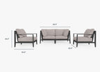 Canapé d'extérieur en aluminium anthracite avec fauteuils - 4 places