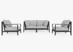 Canapé d'extérieur en aluminium anthracite avec fauteuils - 4 places