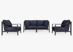 Canapé d'extérieur en aluminium anthracite avec fauteuils - 4 places