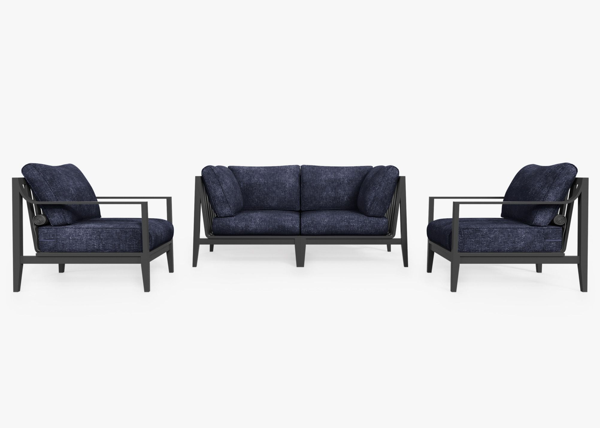 Canapé d'extérieur en aluminium anthracite avec fauteuils - 4 places