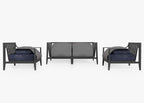 Canapé d'extérieur en aluminium anthracite avec fauteuils - 4 places