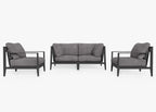 Canapé d'extérieur en aluminium anthracite avec fauteuils - 4 places