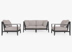 Canapé d'extérieur en aluminium anthracite avec fauteuils - 4 places