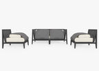 Canapé d'extérieur en aluminium anthracite avec accoudoirs - 4 places