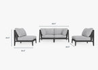 Canapé d'extérieur en aluminium anthracite avec accoudoirs - 4 places