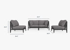 Canapé d'extérieur en aluminium anthracite avec accoudoirs - 4 places