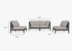 Canapé d'extérieur en aluminium anthracite avec accoudoirs - 4 places