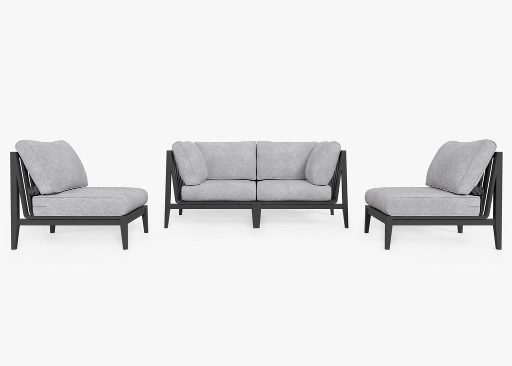 Canapé d'extérieur en aluminium anthracite avec accoudoirs - 4 places