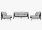 Canapé d'extérieur en aluminium anthracite avec accoudoirs - 4 places