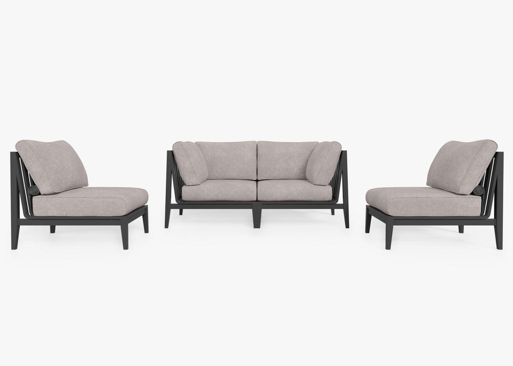 Canapé d'extérieur en aluminium anthracite avec accoudoirs - 4 places