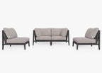 Canapé d'extérieur en aluminium anthracite avec accoudoirs - 4 places
