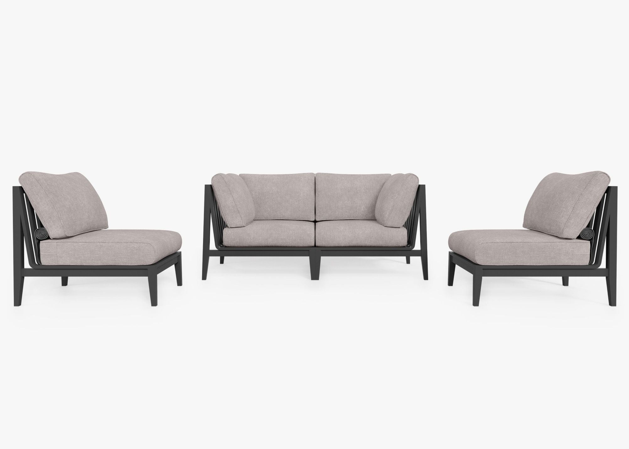 Canapé d'extérieur en aluminium anthracite avec accoudoirs - 4 places