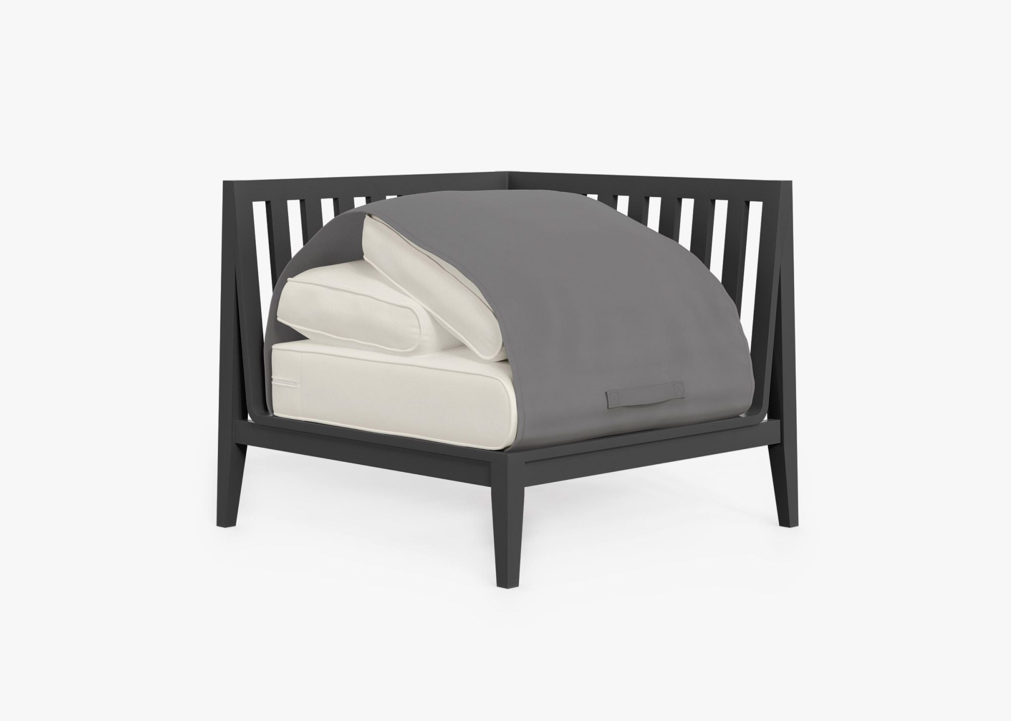 Fauteuil d'extérieur sectionnel en aluminium anthracite - Gauche