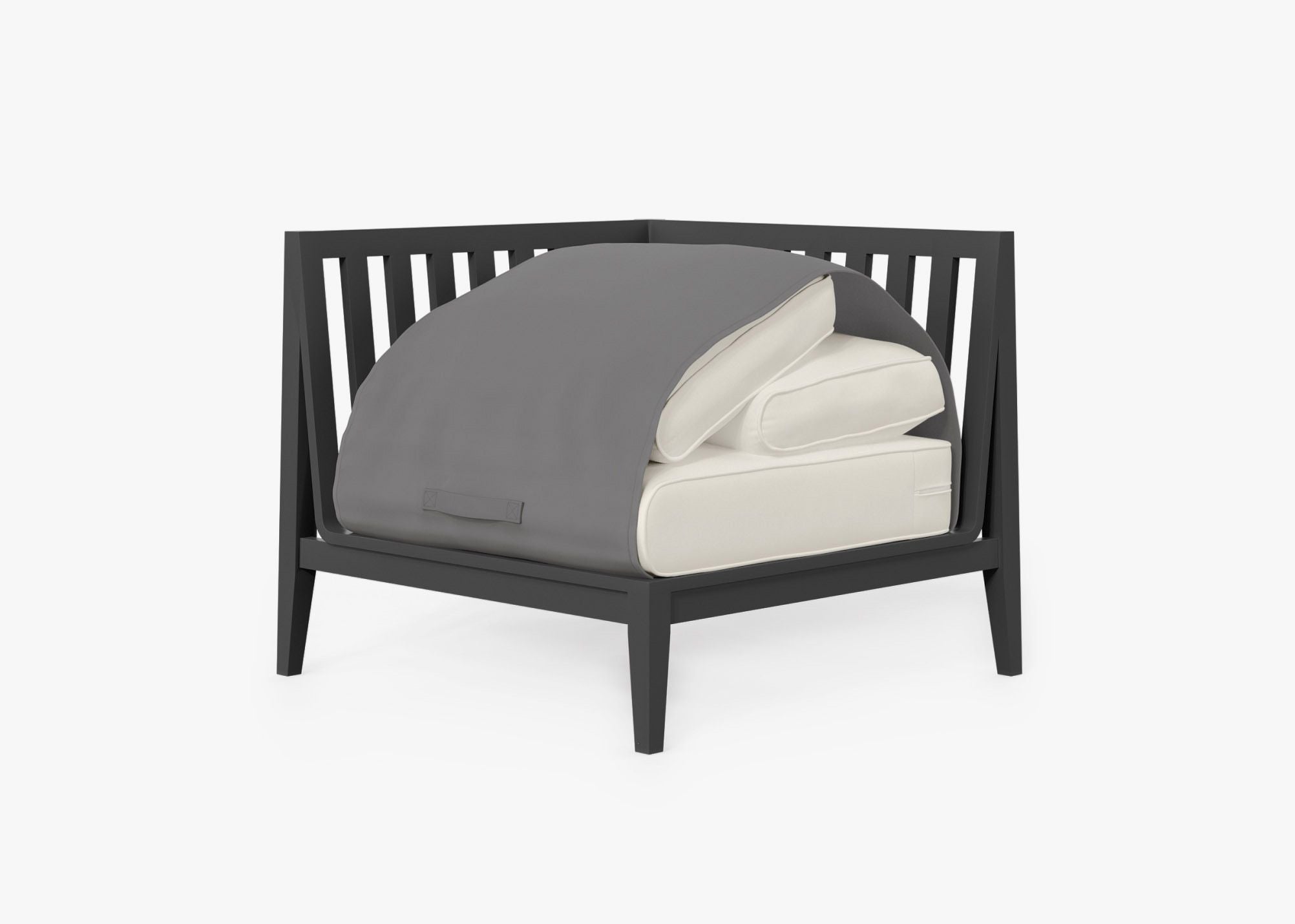 Fauteuil d'extérieur sectionnel en aluminium anthracite - Droite