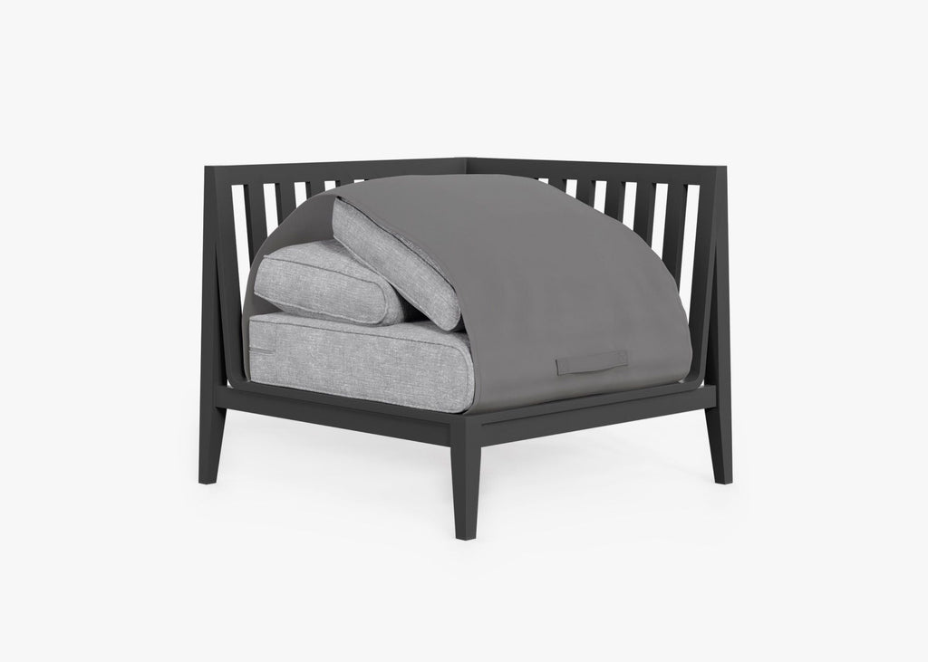 Fauteuil d'extérieur sectionnel en aluminium anthracite - Gauche