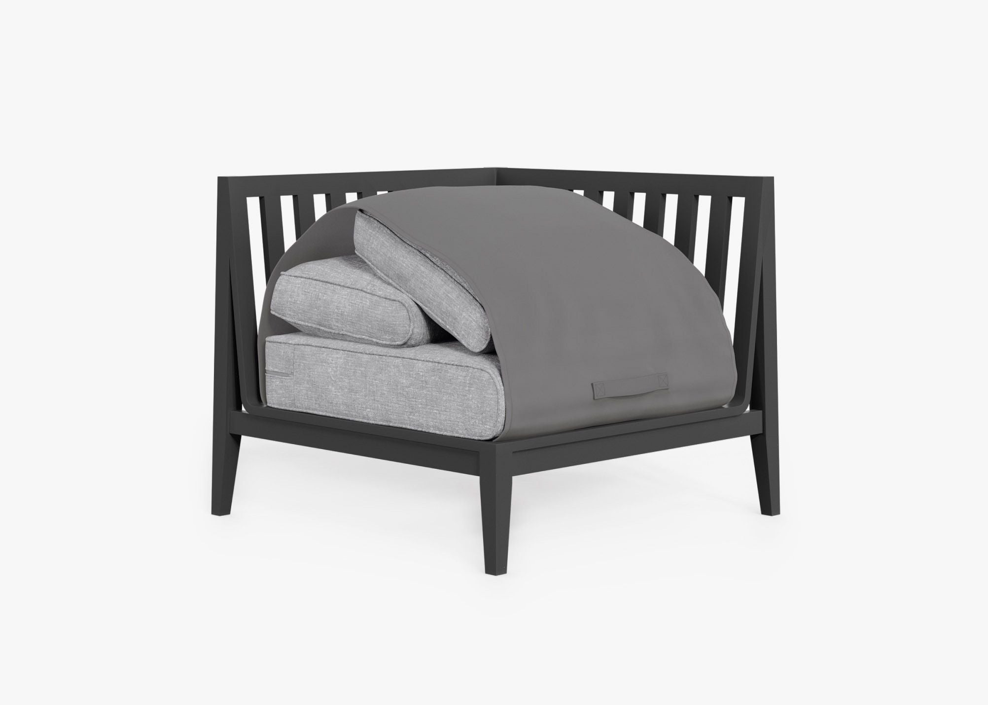 Fauteuil d'extérieur sectionnel en aluminium anthracite - Gauche