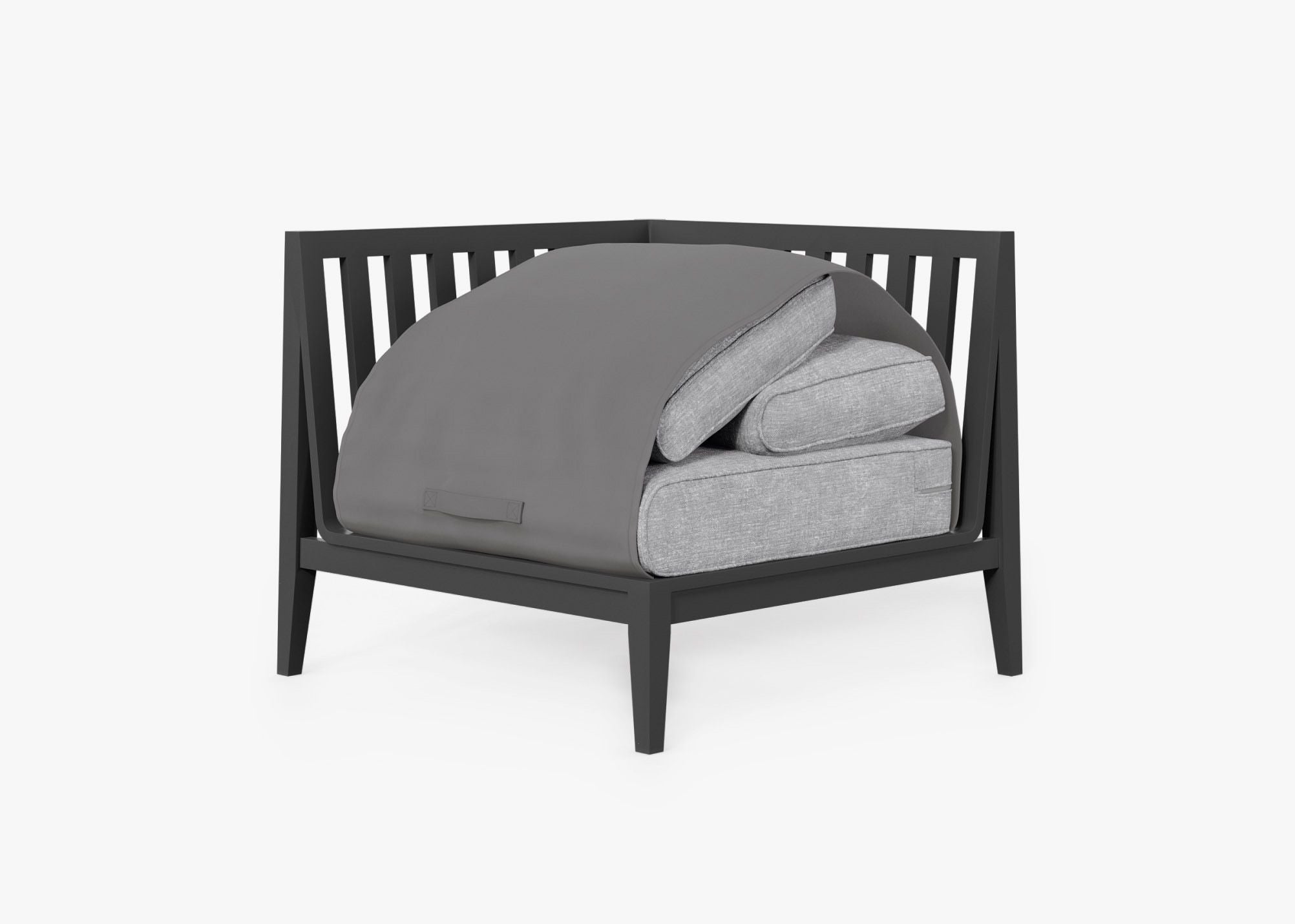 Fauteuil d'extérieur sectionnel en aluminium anthracite - Droite