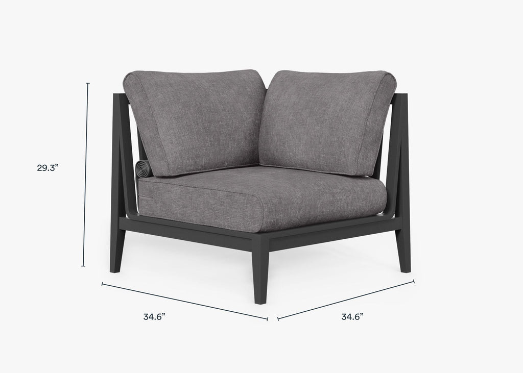 Fauteuil d'extérieur sectionnel en aluminium anthracite - Gauche