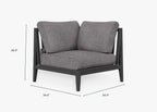 Fauteuil d'extérieur sectionnel en aluminium anthracite - Gauche