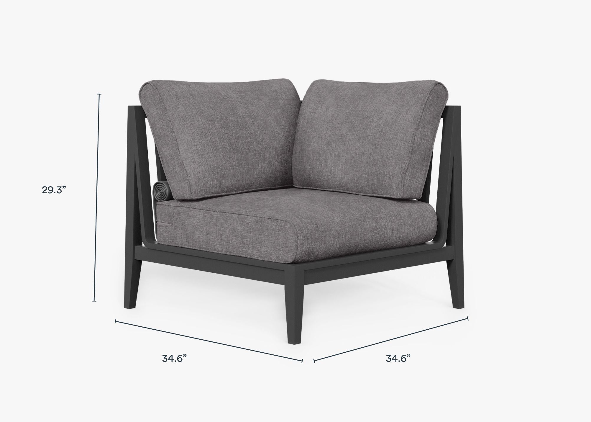 Fauteuil d'extérieur sectionnel en aluminium anthracite - Gauche