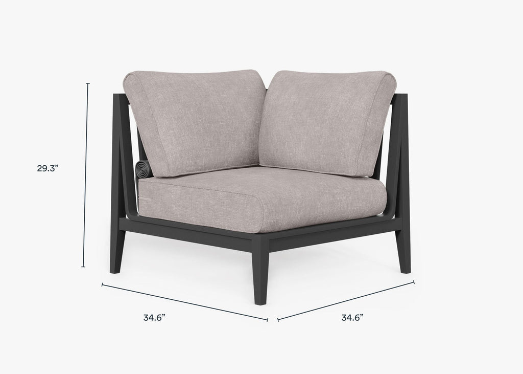 Fauteuil d'extérieur sectionnel en aluminium anthracite - Gauche