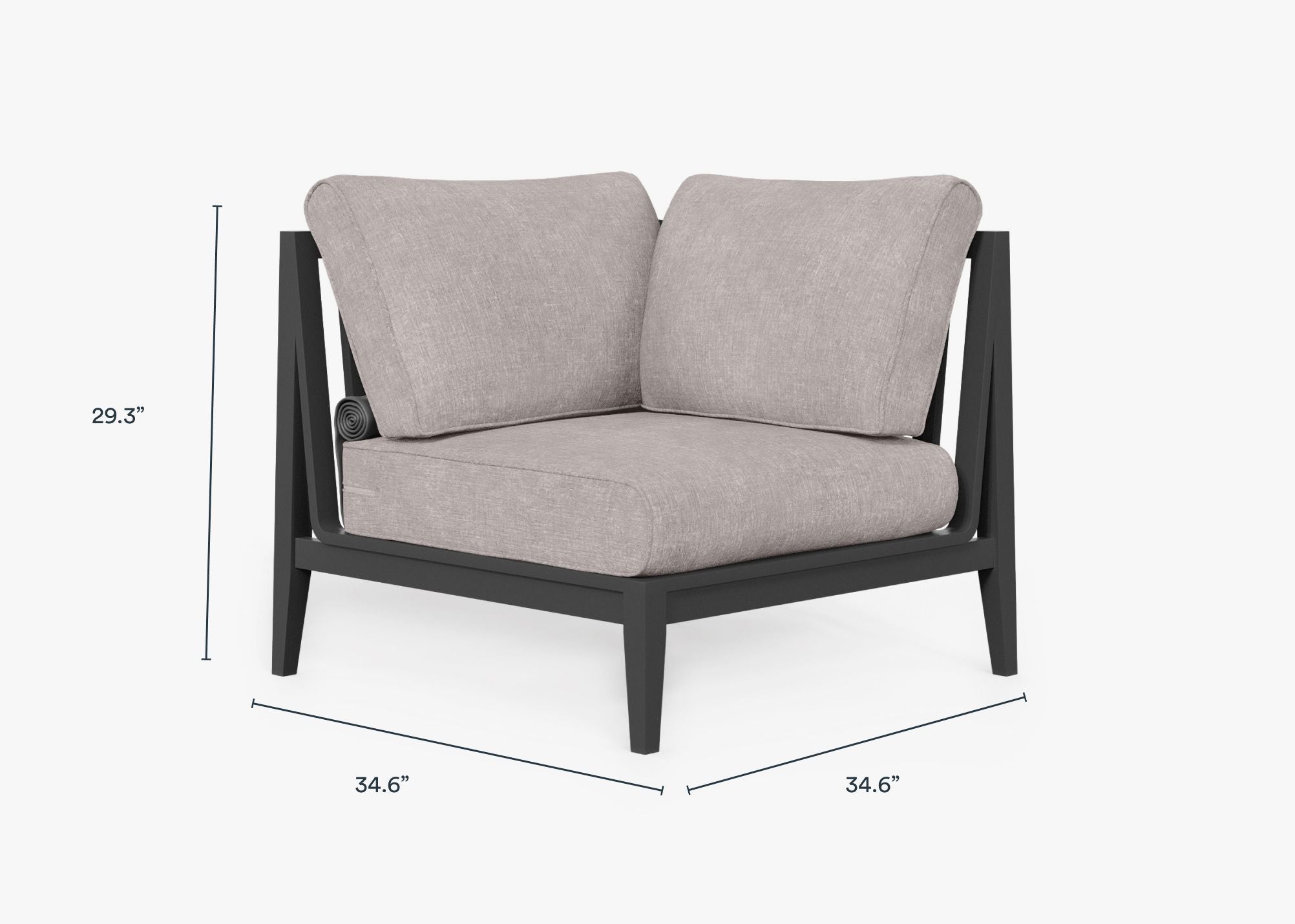 Fauteuil d'extérieur sectionnel en aluminium anthracite - Gauche