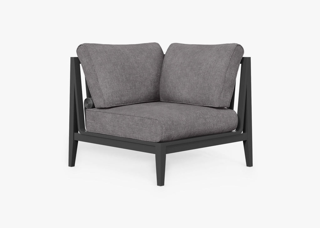 Fauteuil d'extérieur sectionnel en aluminium anthracite - Gauche