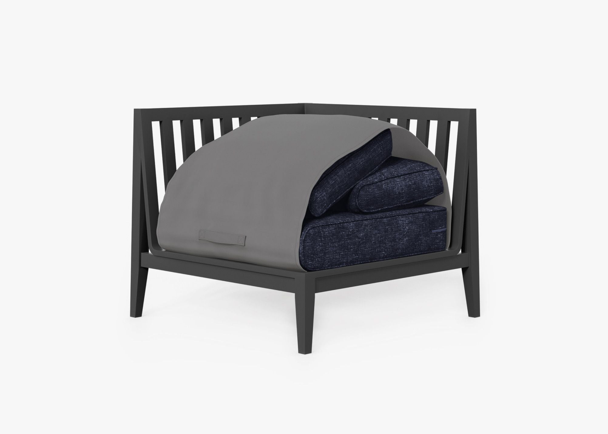 Fauteuil d'extérieur sectionnel en aluminium anthracite - Droite