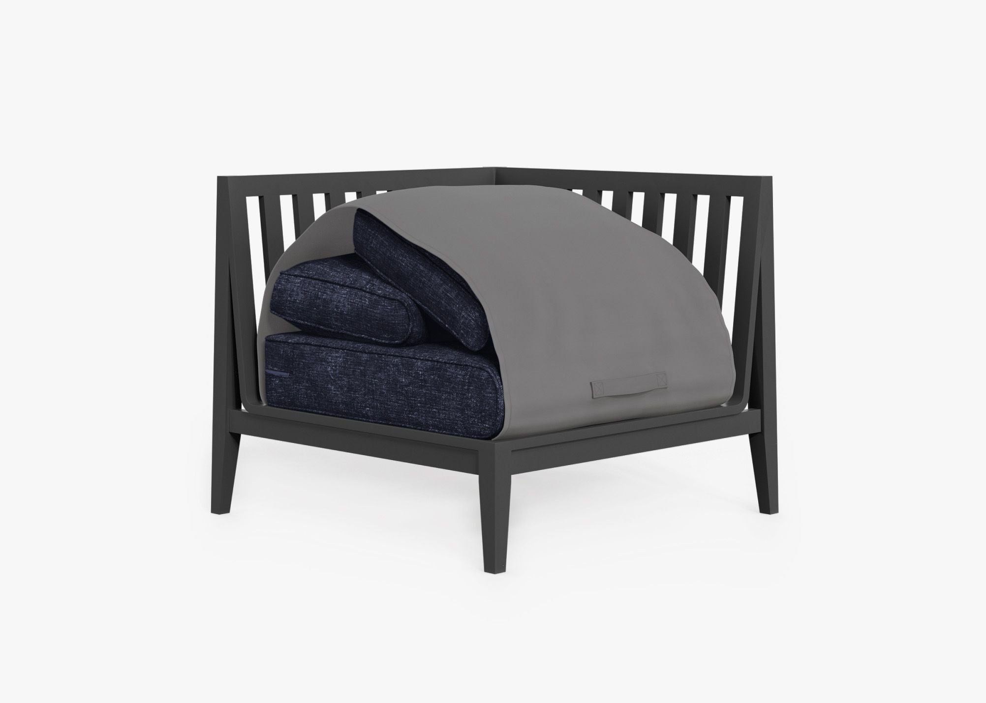 Fauteuil d'extérieur sectionnel en aluminium anthracite - Gauche