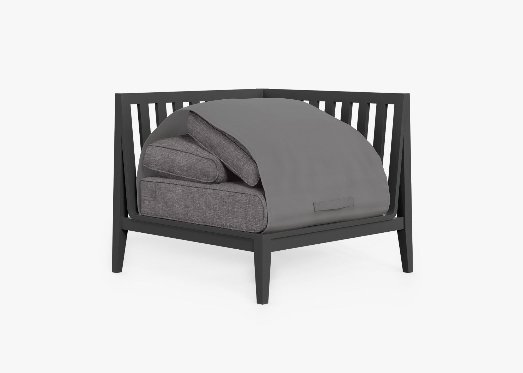 Fauteuil d'extérieur sectionnel en aluminium anthracite - Gauche