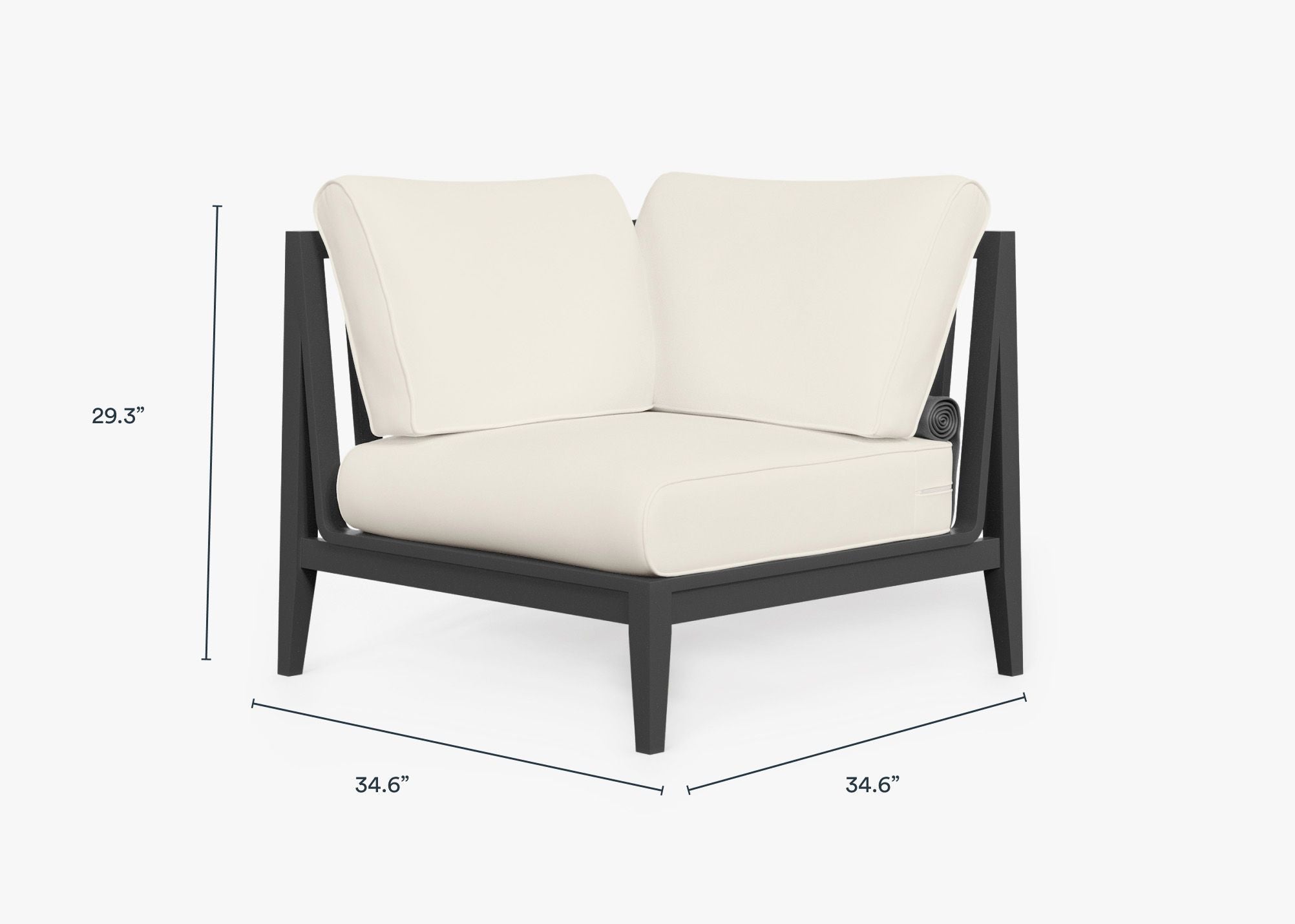 Fauteuil d'extérieur sectionnel en aluminium anthracite - Droite