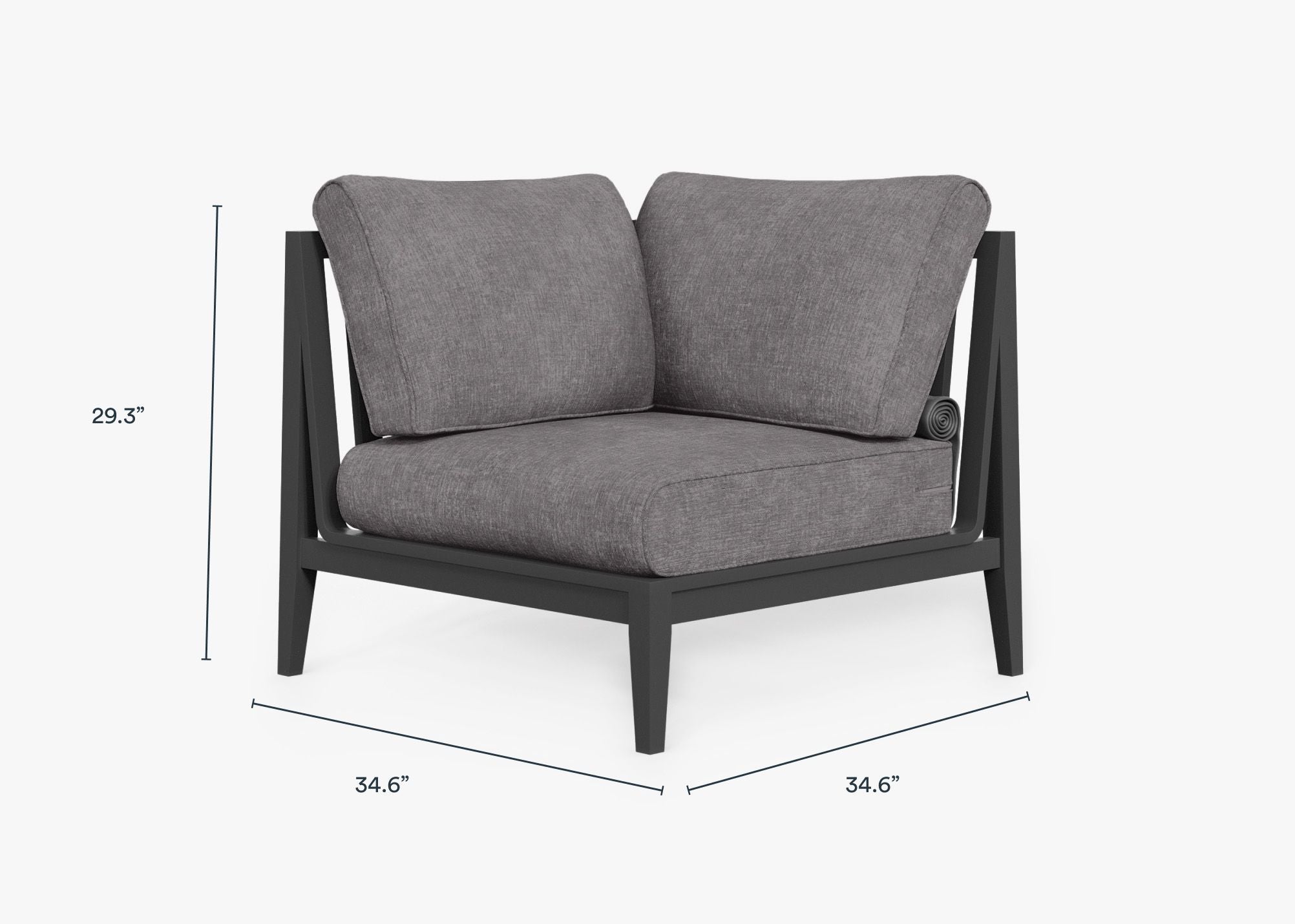 Fauteuil d'extérieur sectionnel en aluminium anthracite - Droite
