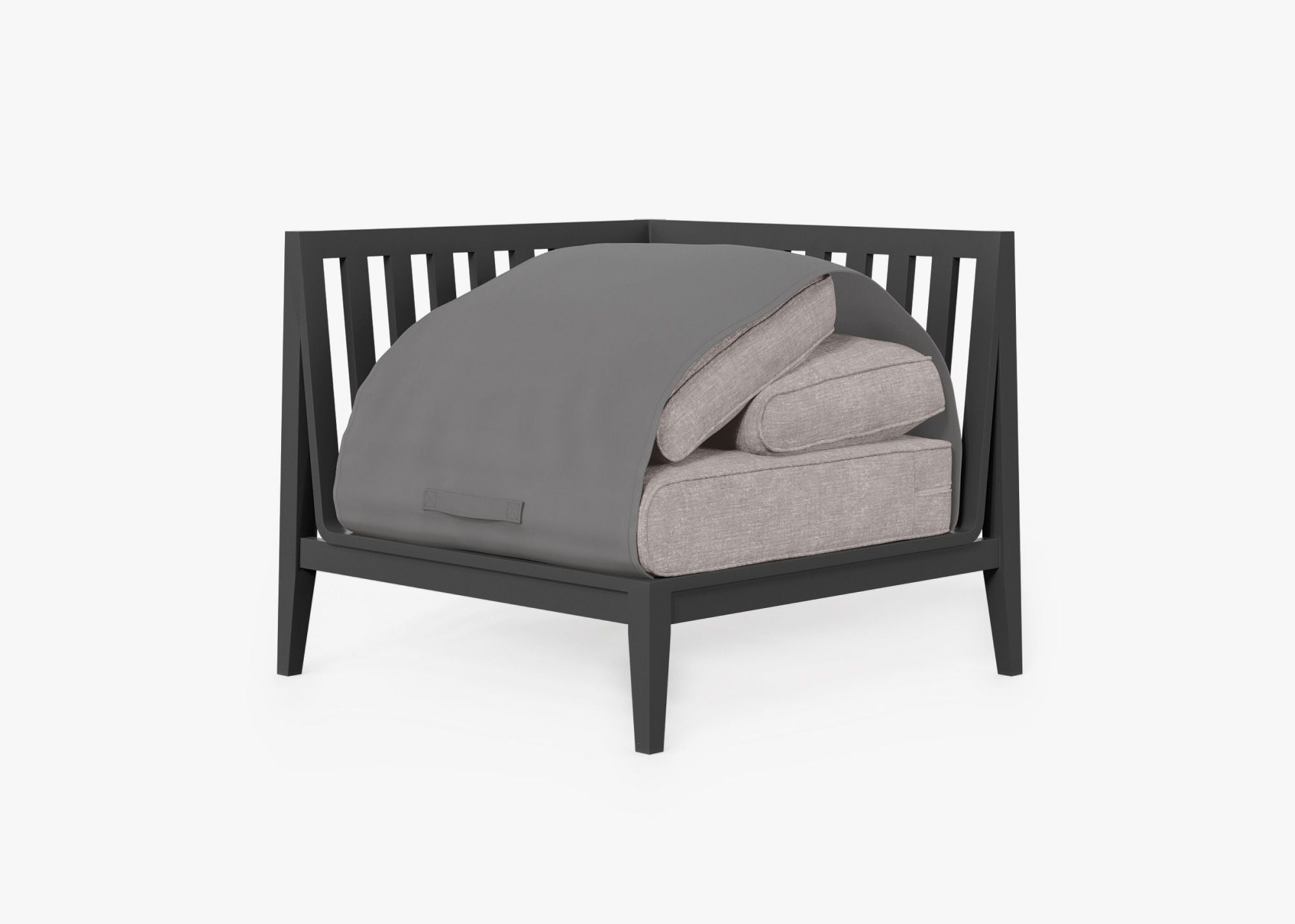 Fauteuil d'extérieur sectionnel en aluminium anthracite - Droite