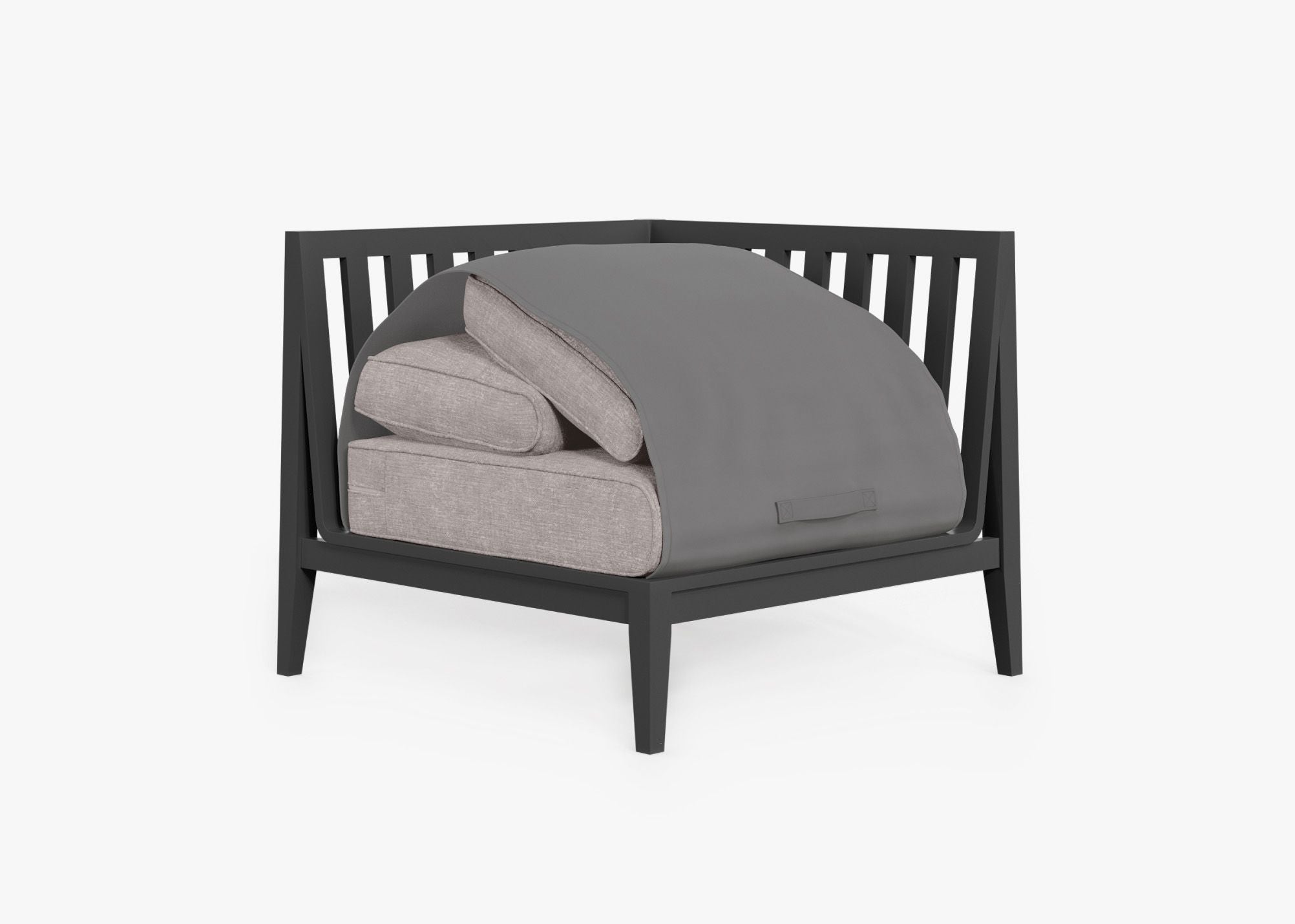 Fauteuil d'extérieur sectionnel en aluminium anthracite - Gauche