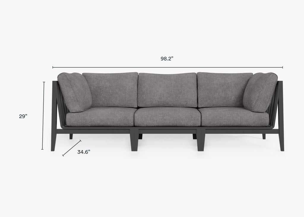 Canapé d'extérieur en aluminium anthracite - 3 places