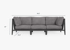Canapé d'extérieur en aluminium anthracite - 3 places