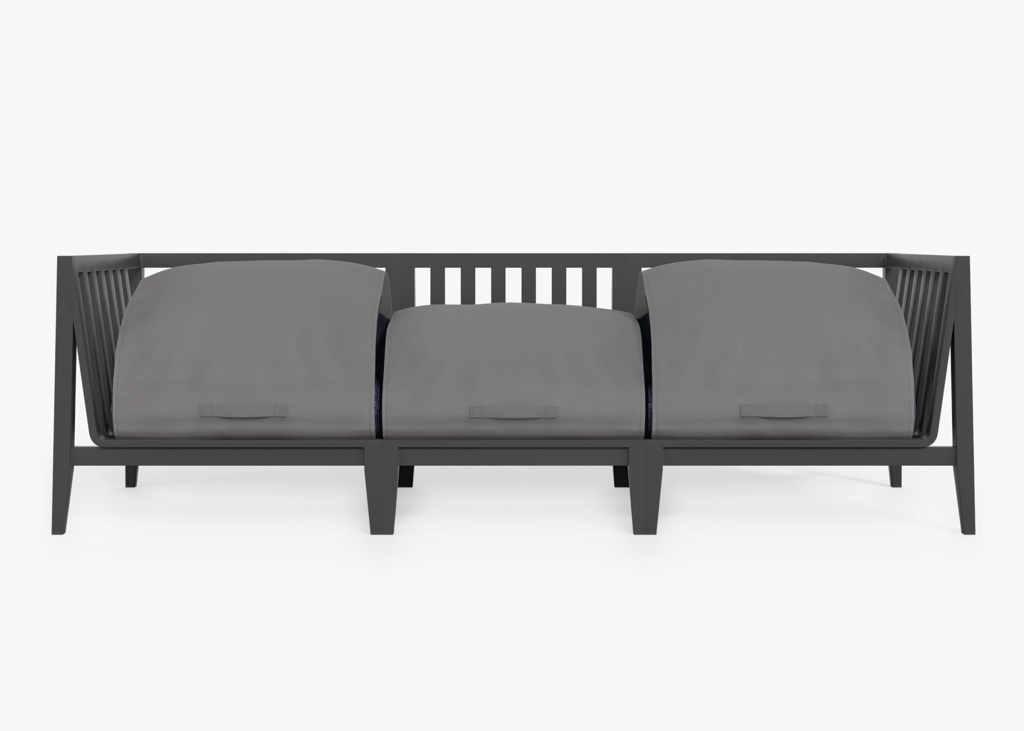 Canapé d'extérieur en aluminium anthracite - 3 places